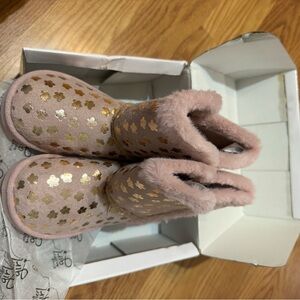 Olivia Miller Blush and Gold Kids Boots